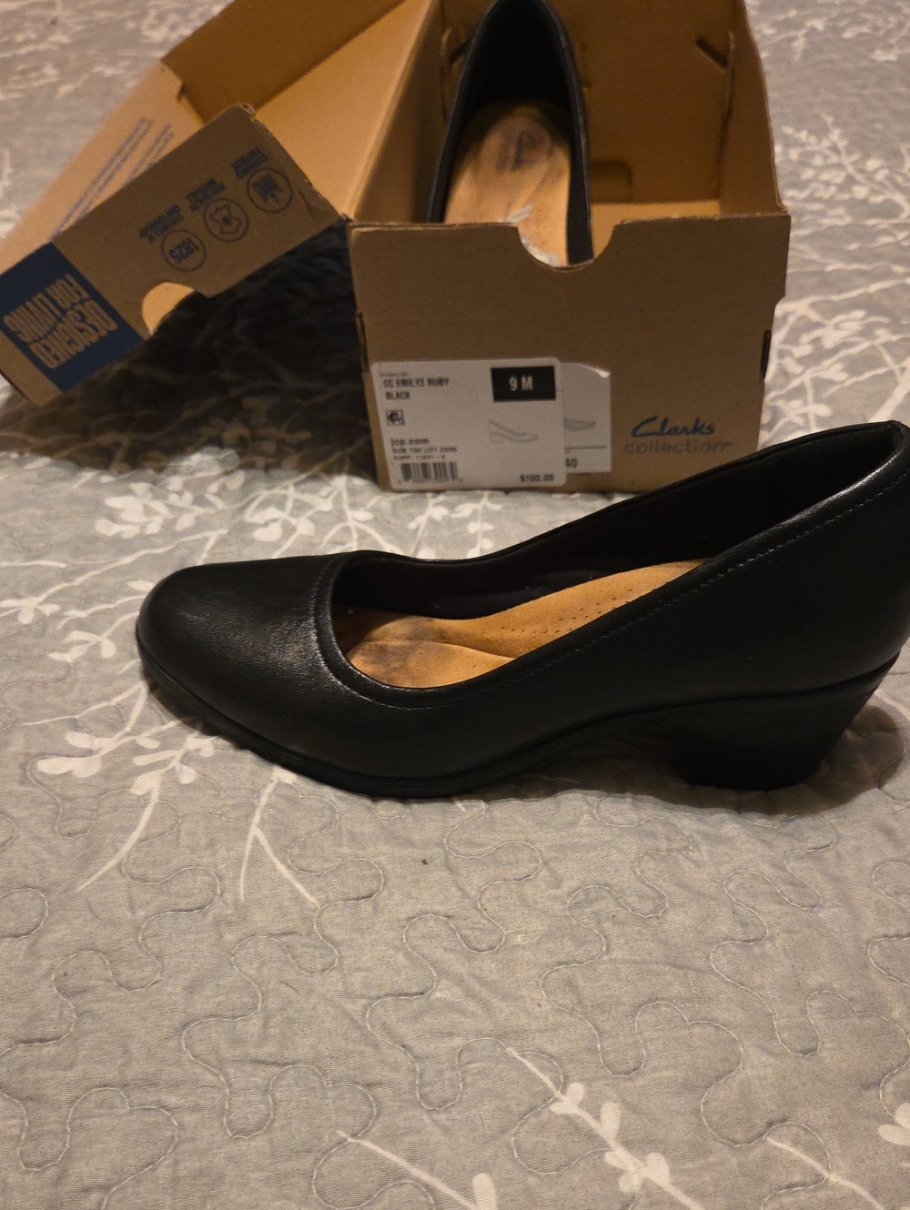 Clarks Black Low Heel Women's Pump
